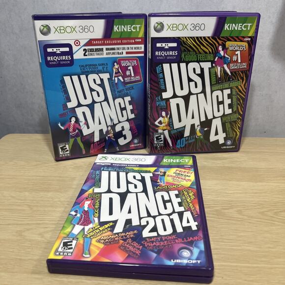 Just Dance 3, Just Dance 4 & Just Dance 2014 (Xbox 360) Kinect Games Bundle - Picture 1 of 7